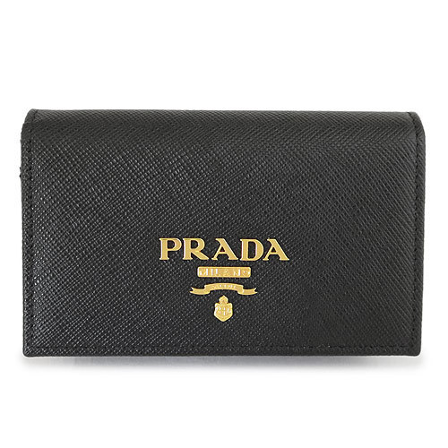 Prada Card Case Card Holder Saffiano Metal Black